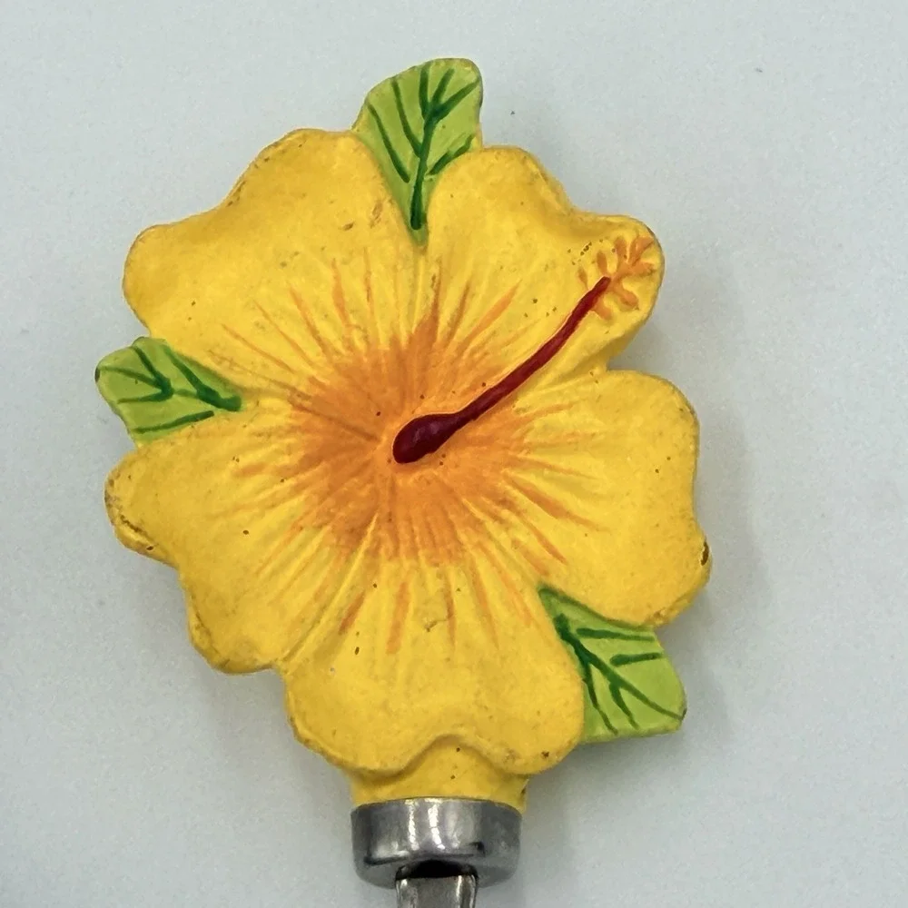 VTG Hibiscus Cocktail Picks Tiki Charcuterie Appetizer Forks Luau Decor Tropical